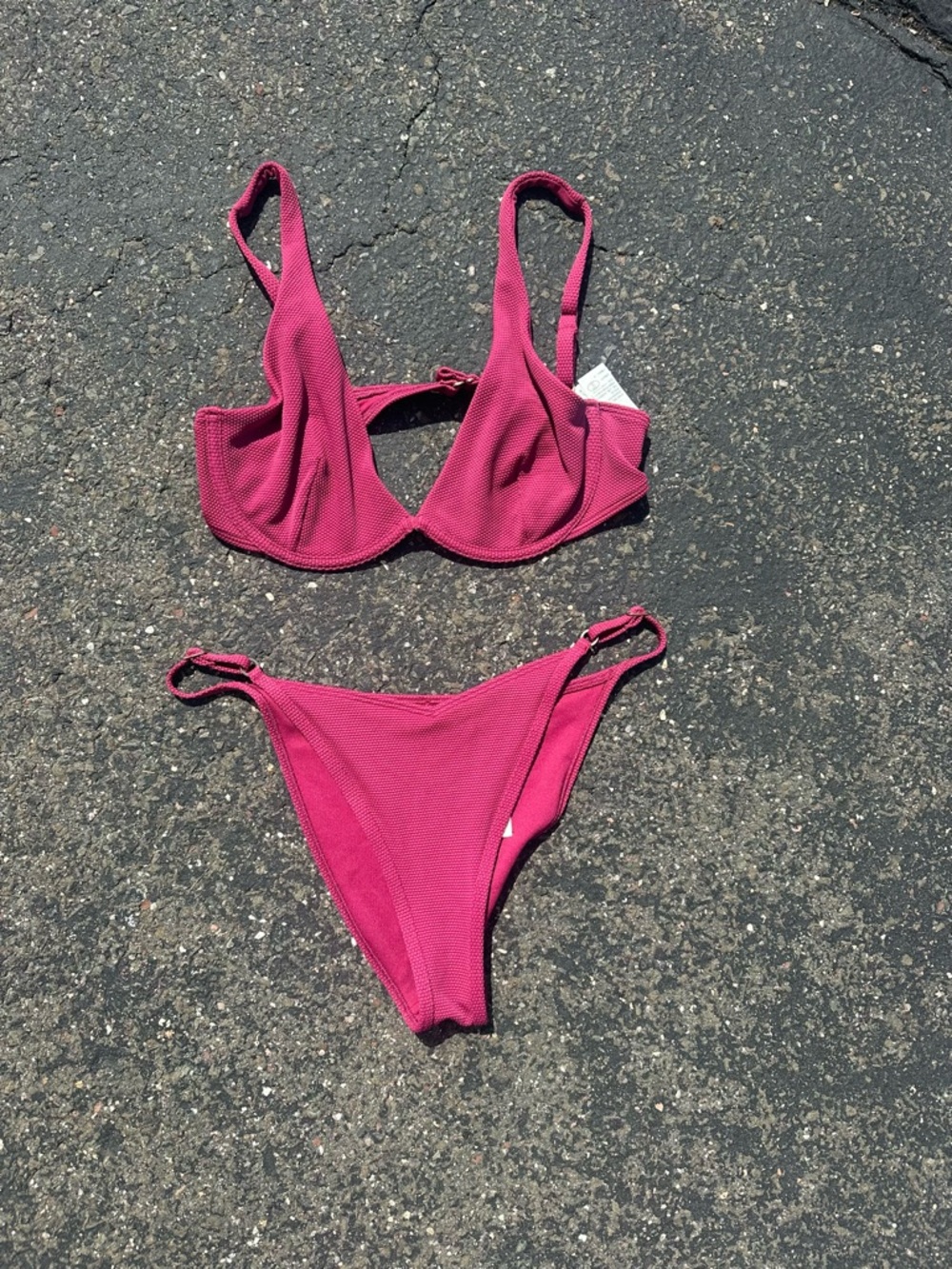 Hollister Pink Textured Underwire Bikini Set